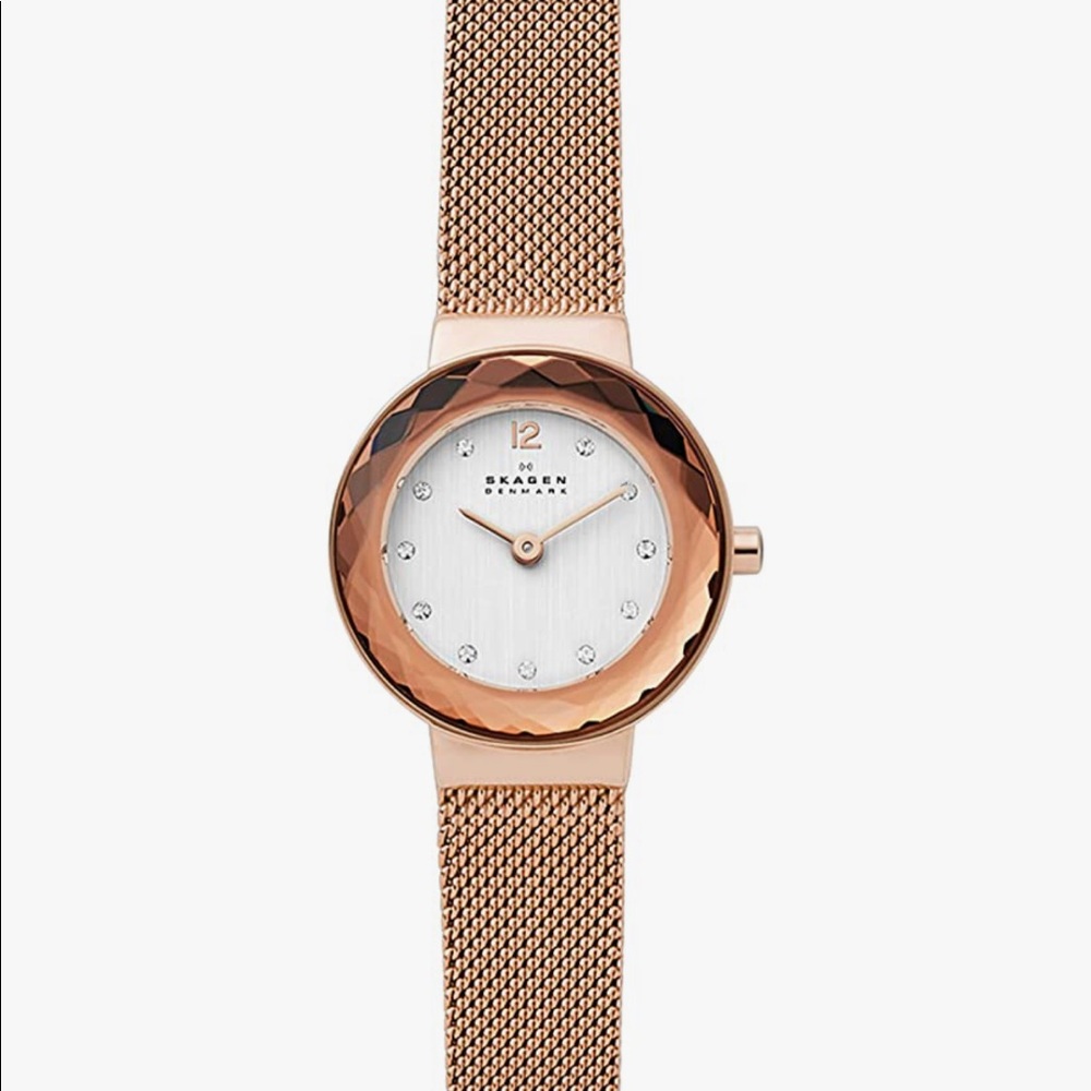 Skagen Women's Leonora Steel-Mesh Quartz Watch, Rose Gold